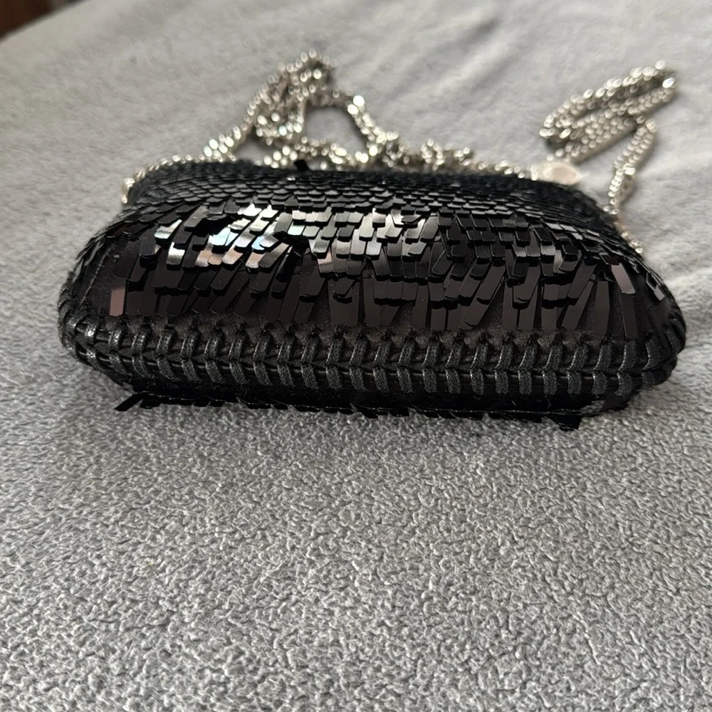 Stella McCartney Mini Falabella Sequin Shoulder Bag Black w/silver hardware NWT - Picture 12 of 14